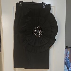 Elegant Black Skirt with Floral Embellishment